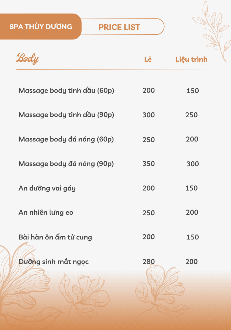 Bảng Giá Dịch Vụ 3