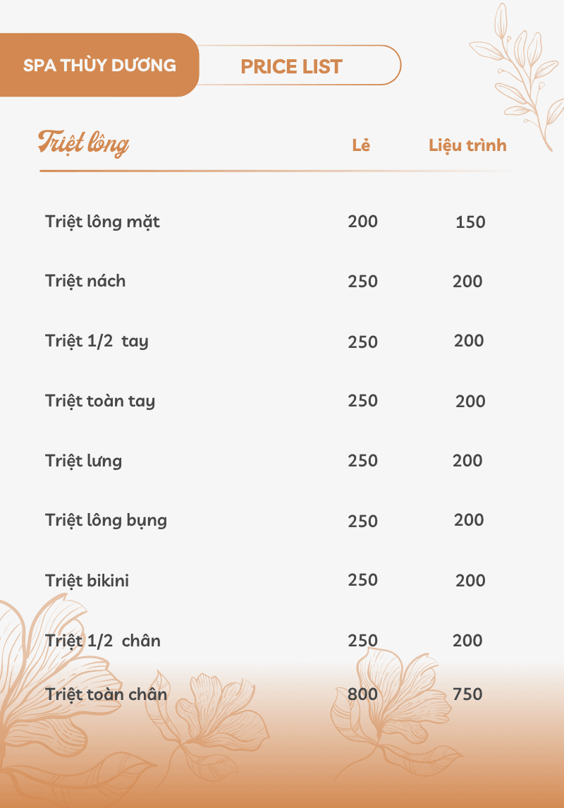 Bảng Giá Dịch Vụ 4